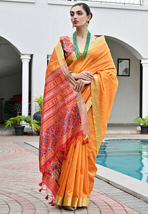 Patola Saree in Mustard