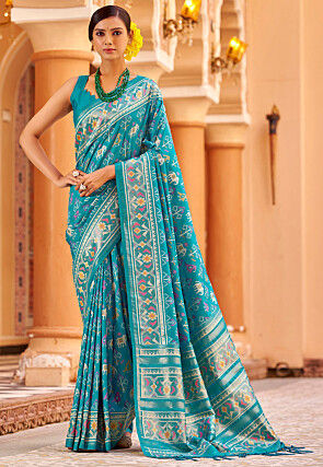 Patola Saree in Teal Blue