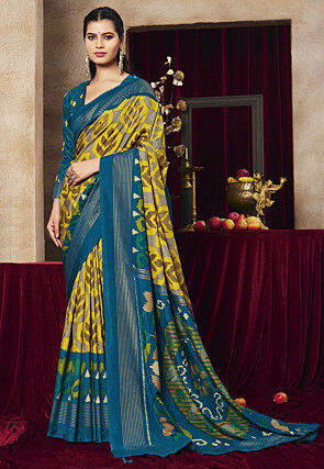 Patola Tussar Silk Saree in Mustard