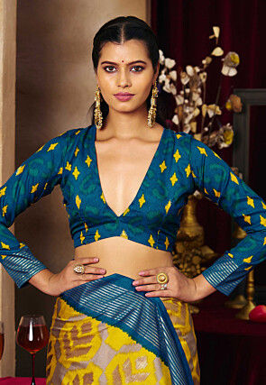 Patola Tussar Silk Saree in Mustard