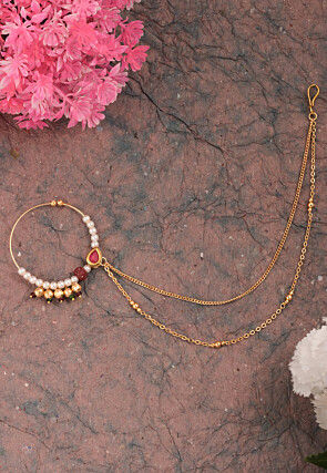 Pearl Nose Ring with Layered Chain