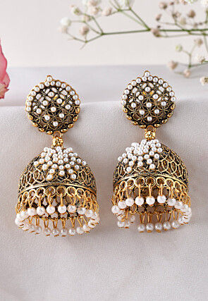 Pearl Studded Jhumka Style Earrings