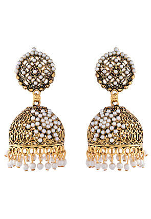 Pearl Studded Jhumka Style Earrings