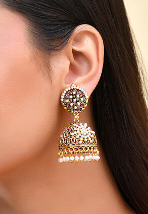 Pearl Studded Jhumka Style Earrings