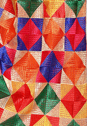 Phulkari Embroidered Cotton Dupatta in Multicolor