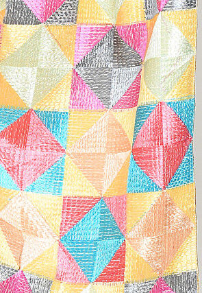 Phulkari Embroidered Cotton Dupatta in Multicolor
