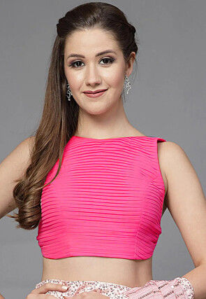 Pintucked Georgette Back Tie Blouse in Pink