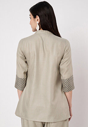 Pintucks Cotton Top in Light Grey