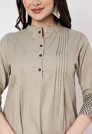 Pintucks Cotton Top in Light Grey