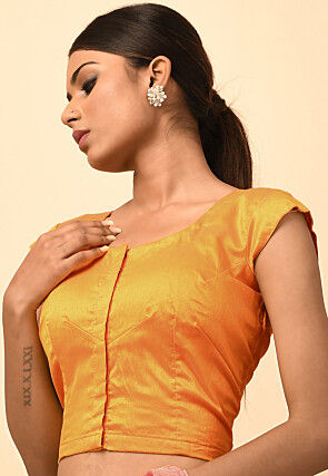 Plain Art Silk Blouse in Orange