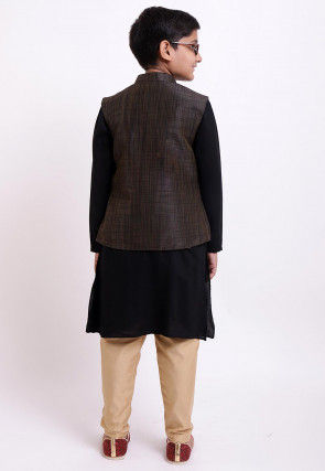 Plain Art Silk Jacket in Brown