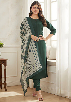 Party Wear Plain Green Suit Design Green Colour Party Wear Suit|Green Pakistani Dress