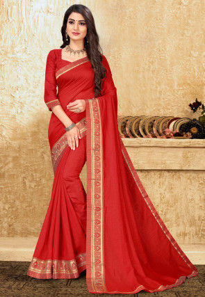 Buy Brahmani Collection Solid/Plain Bollywood Satin Red Sarees Online @  Best Price In India | Flipkart.com