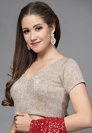 Plain Lycra Shimmer Blouse in Copper