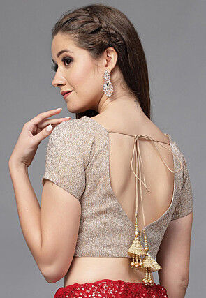 Plain Lycra Shimmer Blouse in Copper