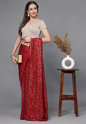 Plain Lycra Shimmer Blouse in Copper