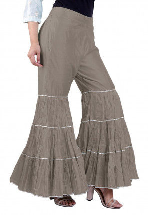 Plain Chanderi Silk Sharara in Grey