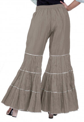 Plain Chanderi Silk Sharara in Grey