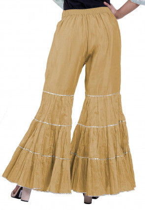 Plain Chanderi Silk Sharara in Light Mustard