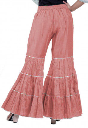 Plain Chanderi Silk Sharara in Peach