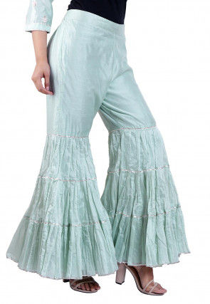 Plain Chanderi Silk Sharara in Sky Blue