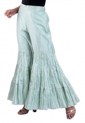 Plain Chanderi Silk Sharara in Sky Blue