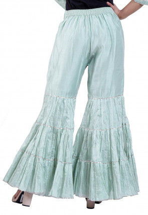 Plain Chanderi Silk Sharara in Sky Blue