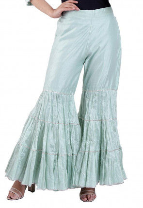 Plain Chanderi Silk Sharara in Sky Blue