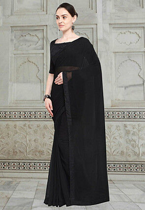 Plain Georgette Saree in Black