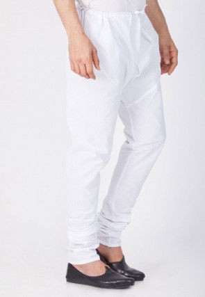 Plain Cotton Churidar in White