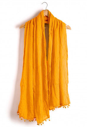 Plain Cotton Dupatta in Mustard