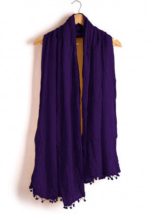Plain Cotton Dupatta in Purple