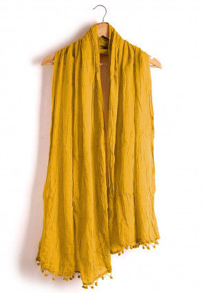 Plain Cotton Dupatta in Yellow