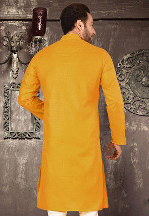 Plain Cotton Kurta in Mustard