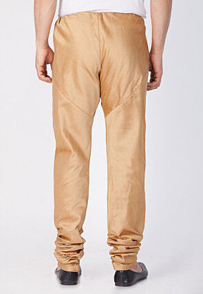 Plain Cotton Silk Churidar in Beige