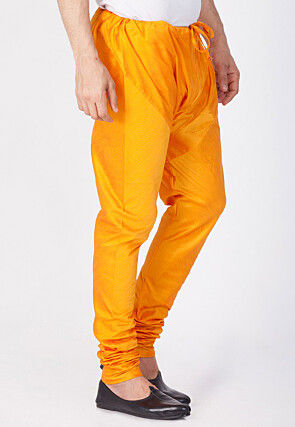 Plain Cotton Silk Churidar in Orange
