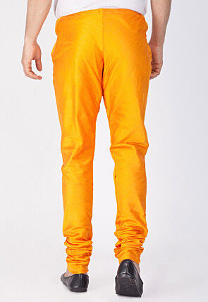 Plain Cotton Silk Churidar in Orange