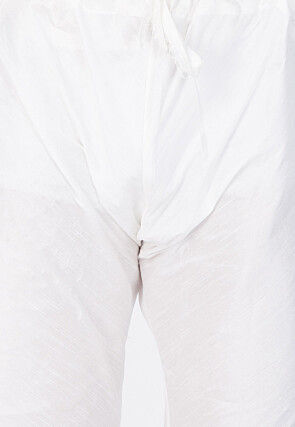 Plain Cotton Silk Churidar in Off White