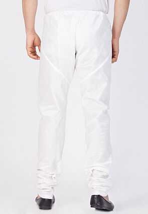 Plain Cotton Silk Churidar in Off White