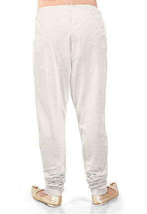 Plain Cotton Silk Churidar in White