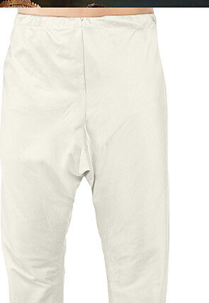 Plain Cotton Silk Churidar in White