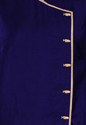 Plain Cotton Silk Top in Navy Blue