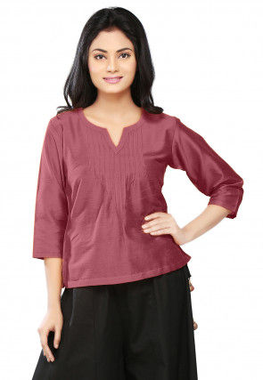 Plain Cotton Silk Top in Old Rose