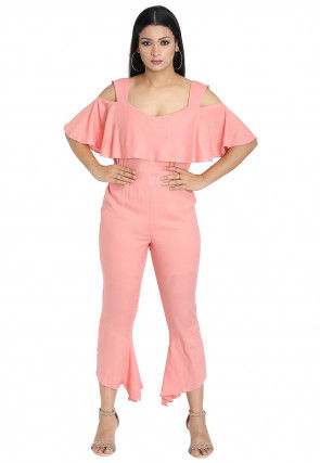 Plain Crepe Jumpsuit in Pink