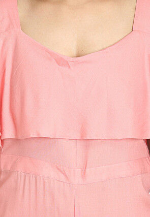 Plain Crepe Jumpsuit in Pink