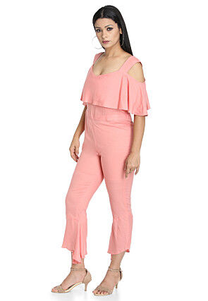 Plain Crepe Jumpsuit in Pink