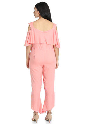 Plain Crepe Jumpsuit in Pink