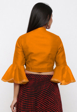 Plain Dupion Silk Blouse in Orange