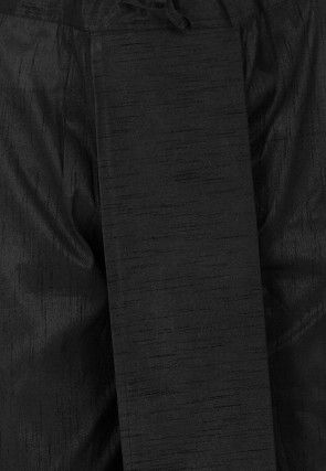 Plain Dupion Silk Dhoti Pant in Black