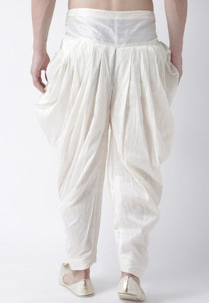 Plain Dupion Silk Dhoti Pant in Off White